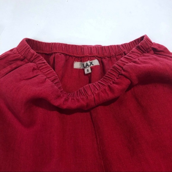 FLAX Red Linen Crop Pants - Picture 6 of 8